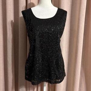 Black Y2k Sequin Tank Top Sz Large